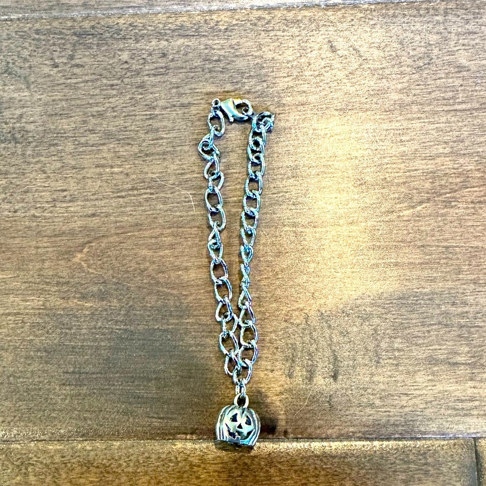 Pumpkin silver tone bracelet